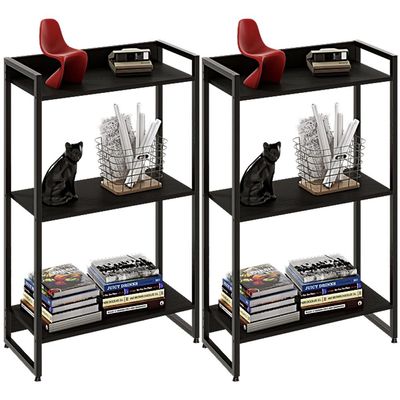Kit 2 Estantes Multiuso Escritório Industrial 3 Prateleiras Areta 104x60cm C01 Onix - Lyam Decor