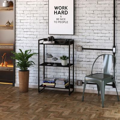 Kit 2 Estantes Multiuso Escritório Industrial 3 Prateleiras Areta 104x60cm C01 Onix - Lyam Decor