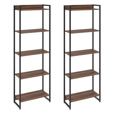Kit 2 Estantes Multiuso Escritório Industrial 5 Prateleiras Areta 186x60cm C01 Nogal - Lyam Decor