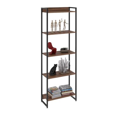 Kit 2 Estantes Multiuso Escritório Industrial 5 Prateleiras Areta 186x60cm C01 Nogal - Lyam Decor