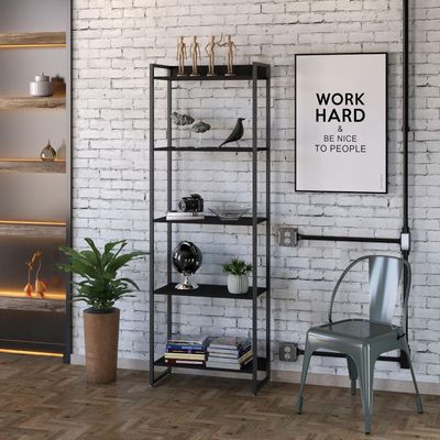 Kit 3 Estantes Multiuso Escritório Industrial 5 Prateleiras Areta 186x60cm C01 Onix - Lyam Decor