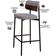 Kit 02 Banquetas Alta Bar Cozinha Sala De Jantar Aço Preto Kaira C01 Linho Cinza Courino Café - Lyam Decor