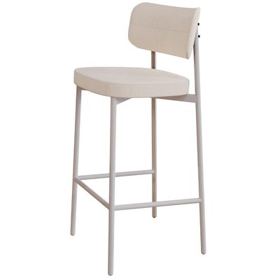 Kit 05 Banquetas Alta Bar Cozinha Sala De Jantar Aço Branco Kaira C01 Linho Palha - Lyam Decor