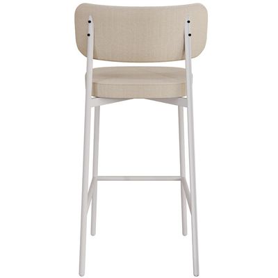 Kit 03 Banquetas Alta Bar Cozinha Sala De Jantar Aço Branco Kaira C01 Linho Areia - Lyam Decor