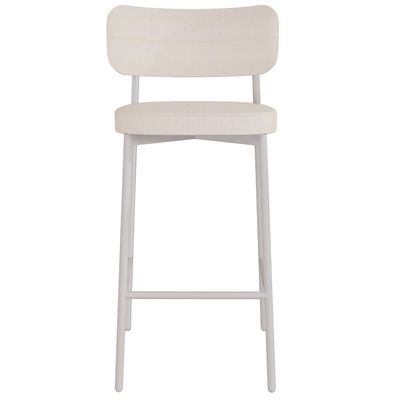 Banqueta Alta Bar Cozinha Sala De Jantar Aço Branco Kaira C01 Linho Palha - Lyam Decor