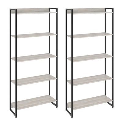 Kit 2 Estantes Multiuso Escritório Industrial 5 Prateleiras Areta 186x80cm C01 Snow - Lyam Decor
