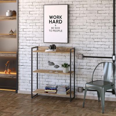 Estante Multiuso Para Escritório Industrial 03 Prateleiras Areta 104x80cm C01 Carvalho - Lyam Decor