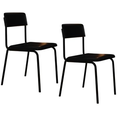 Kit 02 Cadeiras Estofada Para Sala De Jantar Sense Preto C01 Courino Preto - Lyam Decor