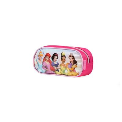 Estojo Escolar Feminino Pequeno Princesas Rosa U / Rosa