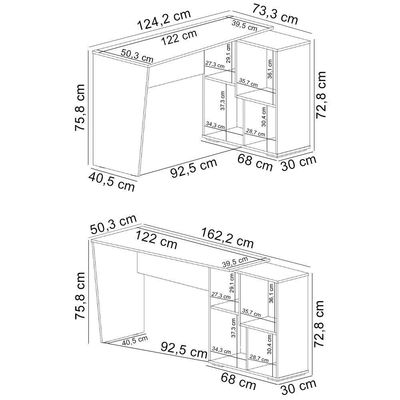 Mesa Para Escritório Escrivaninha Home Office Urban A02 Carvalho Branco - Lyam Decor
