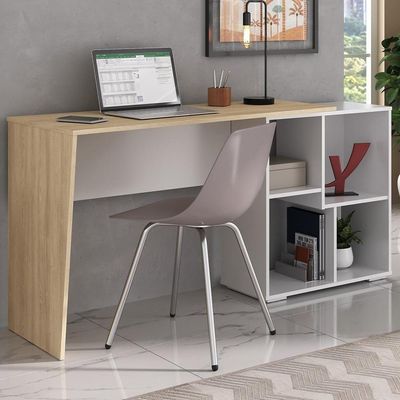 Mesa Para Escritório Escrivaninha Home Office Urban A02 Carvalho Branco - Lyam Decor