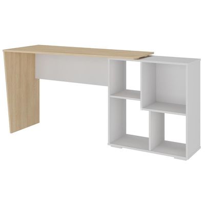 Mesa Para Escritório Escrivaninha Home Office Urban A02 Carvalho Branco - Lyam Decor
