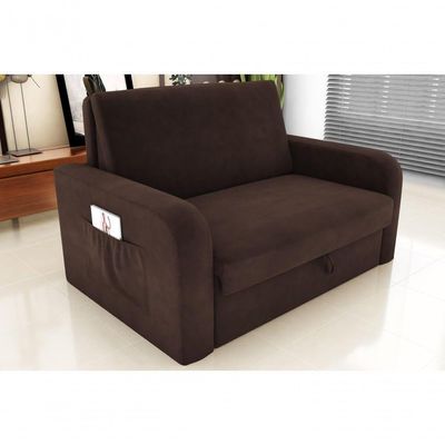 Sofá Cama Daiane 2 Lugares Com Baú Suede Marrom Matrix