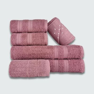 Jogo de Toalha 6 pçs Gigante Felpuda Itália Soft 100% Algodão Rose