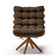 Poltrona Giratória Costela Suede Marrom Base de Madeira MA30 M11 - D'Rossi