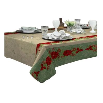 Toalha Mesa Retangular Gourmet 140x210cm Natal Flor Raner