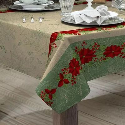 Toalha Mesa Retangular Gourmet 140x210cm Natal Flor Raner