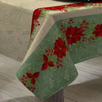 Toalha Mesa Retangular Gourmet 140x210cm Natal Flor Raner