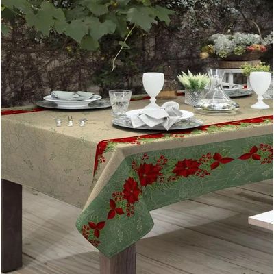 Toalha Mesa Retangular Gourmet 140x210cm Natal Flor Raner