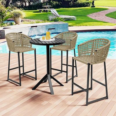 Kit 06 Banqueta Para Área Gourmet Cozinha Varanda Corda Náutica Porto D04 Bege - Lyam Decor