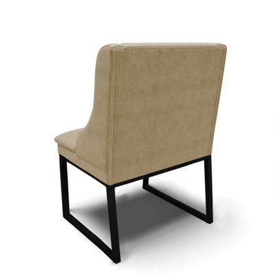 Cadeira Sala de Jantar Industrial Preto Kit 4 Liz Suede Marrom R D03 - D'Rossi