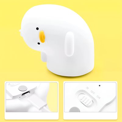 Lâmpada Luminária Infantil Patinho Torto LED Silicone - Toque Mágico e Seguro