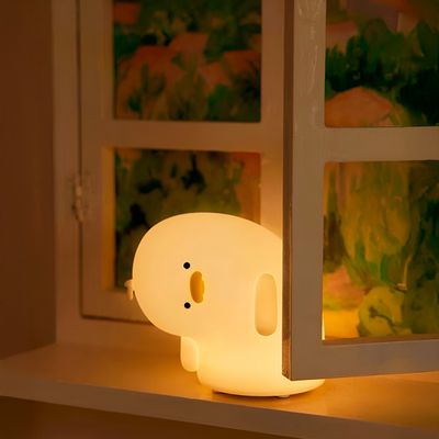 Lâmpada Luminária Infantil Patinho Torto LED Silicone - Toque Mágico e Seguro