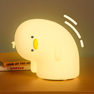 Lâmpada Luminária Infantil Patinho Torto LED Silicone - Toque Mágico e Seguro