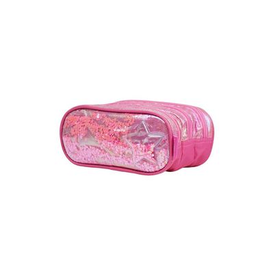 Estojo Escolar Feminino com 3 Compartimentos Unicórnio Confetti Rosa U / Rosa