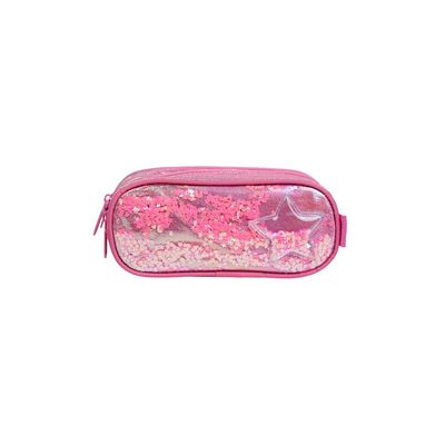 Estojo Escolar Feminino com 3 Compartimentos Unicórnio Confetti Rosa U / Rosa