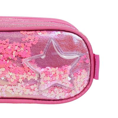 Estojo Escolar Feminino com 3 Compartimentos Unicórnio Confetti Rosa U / Rosa