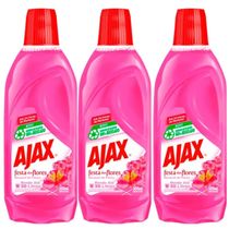 Kit 3 Limpador Diluível Ajax Festa Das Flores Bouquet De Flores 500Ml
