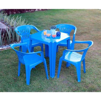Mesa Tramontina Tambaú 68x68x72 Cm Em Polipropileno Azul