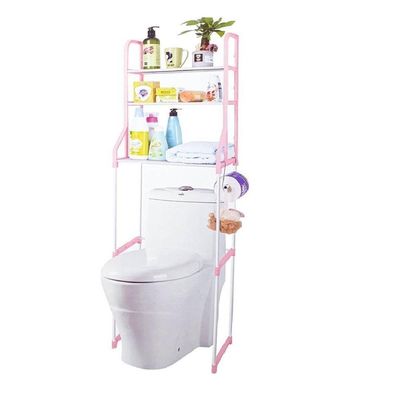 Estante Organizadora Lavabo Lavanderia Banheiro 3 Prateleiras Porta Toalhas Portatil Rosa
