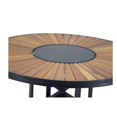 Mesa Atenas Com Prato Giratório Em Aluminio Trama Marrom
