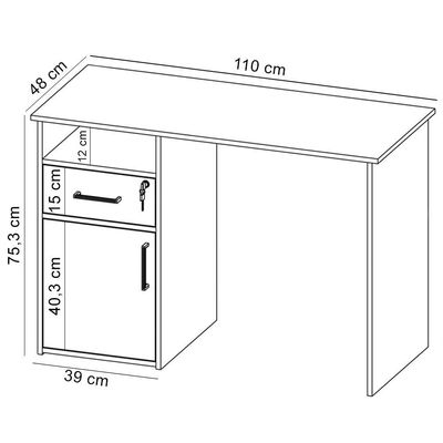 Mesa Para Escritório Escrivaninha Home Office Hall A02 Carvalho Branco - Lyam Decor