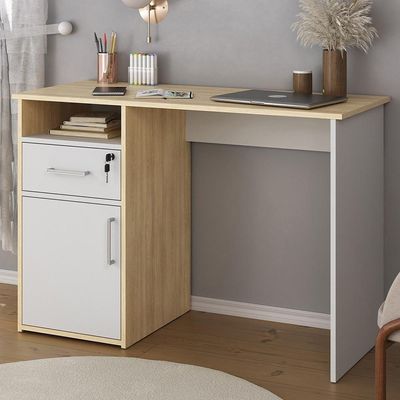 Mesa Para Escritório Escrivaninha Home Office Hall A02 Carvalho Branco - Lyam Decor