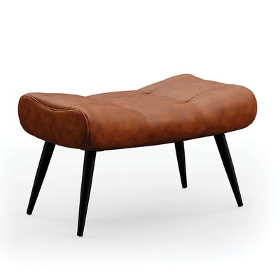 Puff Decorativo Sala de Estar Pés Palito Letty PU Nozes G19 - Gran Belo