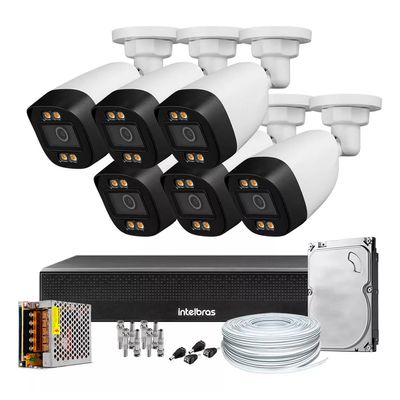 Kit 6 Câmeras Segurança Color Dvr Intelbras 1004c Hd 500gb