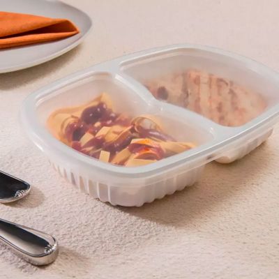 100un Bandeja Refeição com 2 Divisórias 1150ml G322 Branca Freezer Microondas Galvanotek