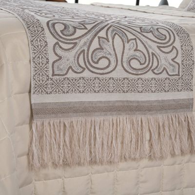 Kit Peseira Grécia 5 Peças King 60% Algodão / 40% Poliéster Tecido Jacquard Acompanha Almofadas Cheias - Cáqui