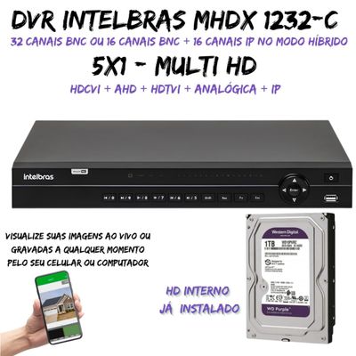 Dvr Multi Hd Intelbras 32 canais Mhdx 1232-C C/HD 1tb purple