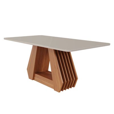 Conjunto Sala de Jantar Ágata com 6 Cadeiras Paola Cimol Cinamomo/Off White/Bege