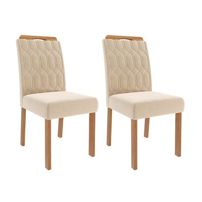 Conjunto Sala de Jantar Ágata com 6 Cadeiras Paola Cimol Cinamomo/Off White/Bege