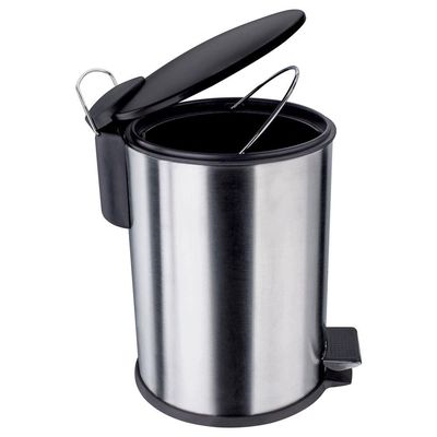 Lixeira com Pedal LIX2317-PT em Inox e PP 3L Euro Home Inox com Preto