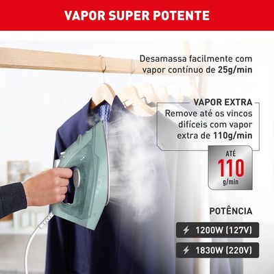 Ferro de Passar a Vapor FECP Ecogliss Protect Desligamento Automático Arno Verde / 220V