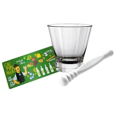 Kit Caipirinha Bartender VDR0632BT em Vidro 3 Peças Euro Verde