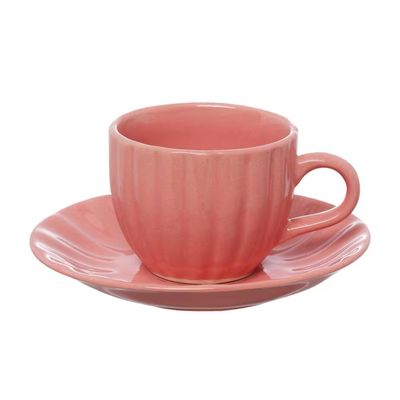 Jogo de Xícaras para Chá Bella com Pires Rosa 150ml 4 Peças Hauskraft Vermelho