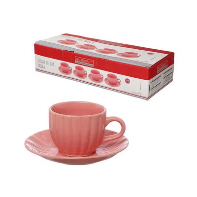 Jogo de Xícaras para Chá Bella com Pires Rosa 150ml 4 Peças Hauskraft Vermelho