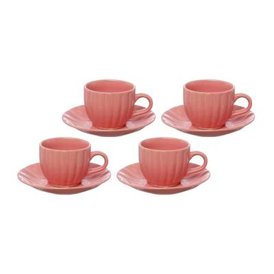 Jogo de Xícaras para Chá Bella com Pires Rosa 150ml 4 Peças Hauskraft Vermelho